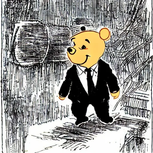 Image similar to President Xi Jinping drawn like Winnie the Pooh by Walt Kelly