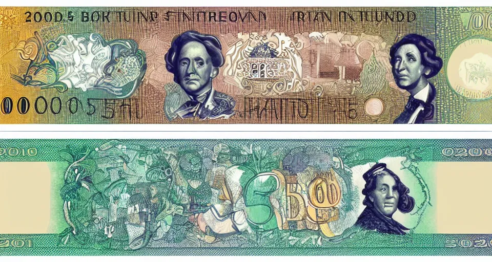 Image similar to concept design of british £ 5 0 note for the year 2 0 3 3