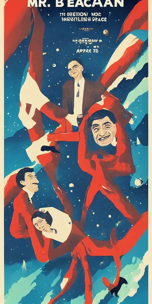 Image similar to criterion collection Poster art for the film Mr. Bean goes to Space