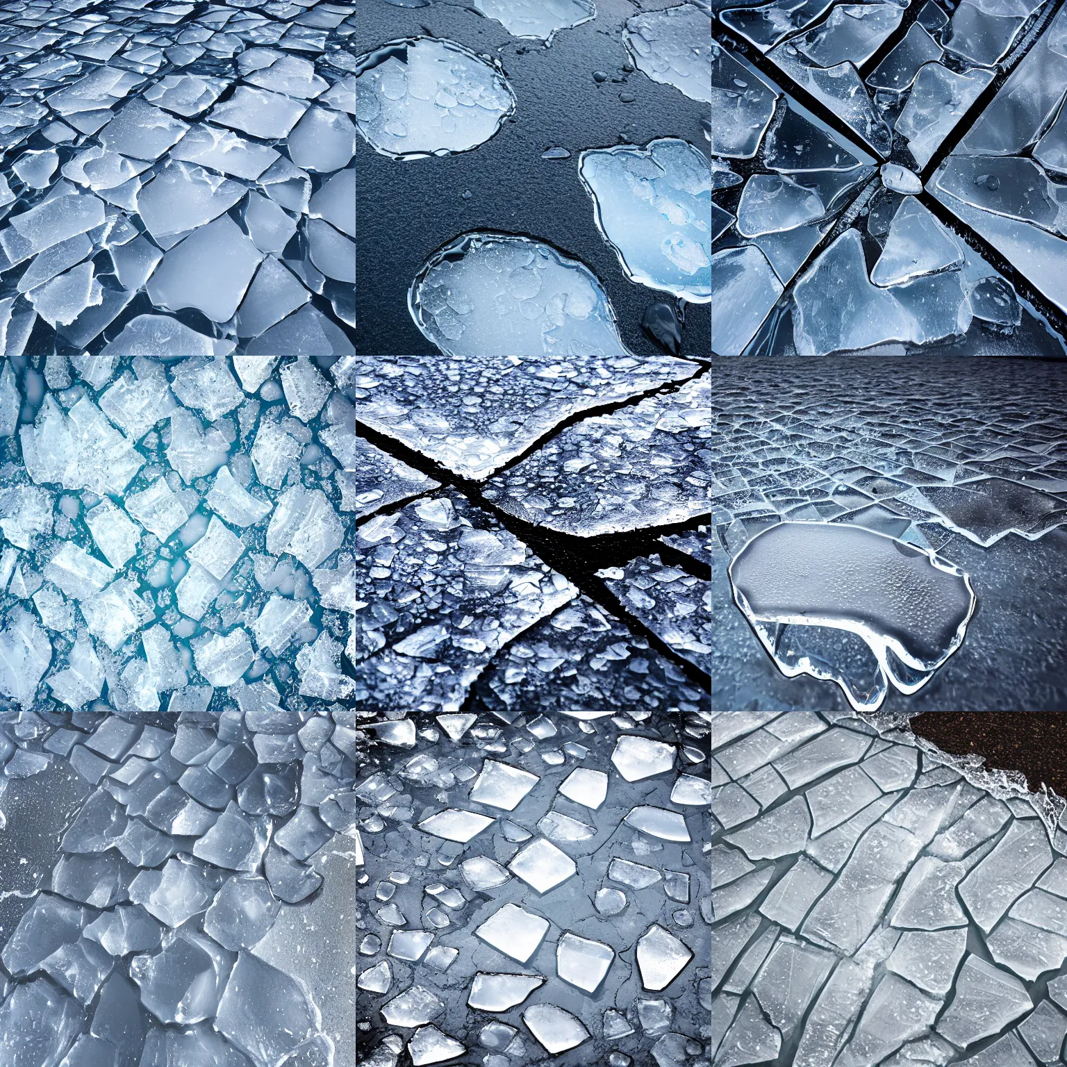 Prompt: broken ice puddle texture