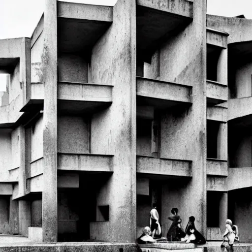 Image similar to beautiful complex brutalist building by Le Corbusier