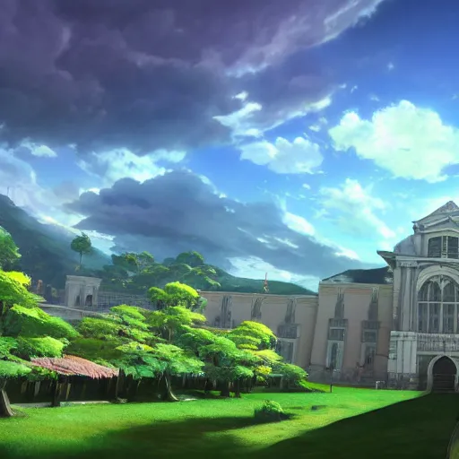 Prompt: Universidad del Quindio, Artwork by Makoto Shinkai, 8k, official media, wallpaper, hd