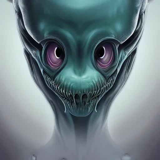 Image similar to a terrifying alien creature, digital painting, portrait, trending on artstation