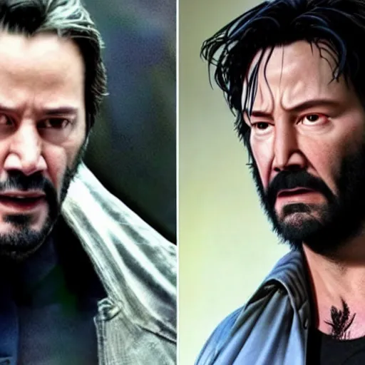 Image similar to keanu reeves as wolverine 4 k detailed super realistic