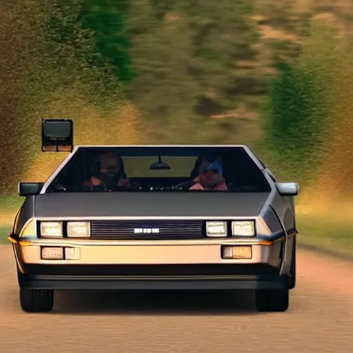 Image similar to a screenshot of the delorean traveling through time at 8 k