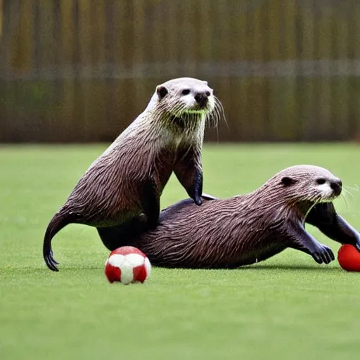 Image similar to otters'playing football