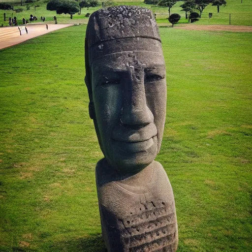 Prompt: moai statue that looks like benjamin netanyahu's face