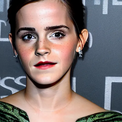 Prompt: emma watson but her skin is avocado skin