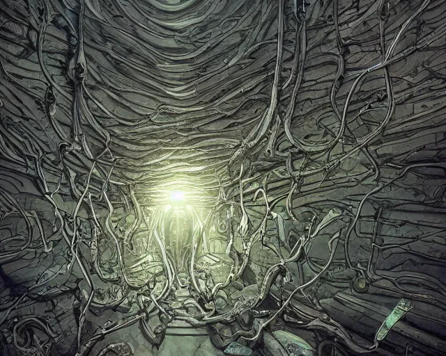 Image similar to immortal neuron, alien room, intricate, scifi, unique landscape, highly detailed, art by roberto digiglio and furio tedeschi and filippo ubertino