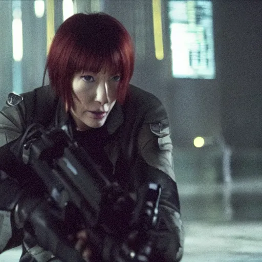 Image similar to cate blanchett as major kusanagi from ghost in the shell, movie still