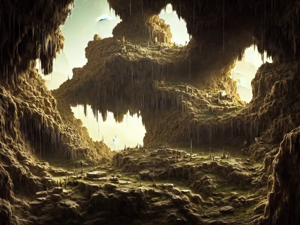 Image similar to highly detailed photo of destroy plato's cave, trending on deviantart, neo surrealism, sharp focus, 4 k, a lot of little details, octane, masterpiece, art by max ernst