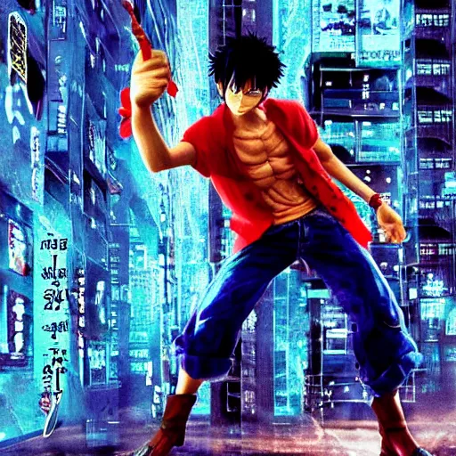 Image similar to luffy in the matrix movie