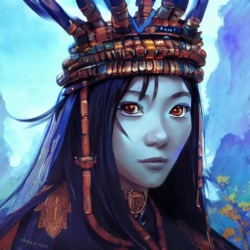 Image similar to anime portrait of a queen as a shaman yedi using dark force to eliminate trump as an anime antagonist by Stanley Artgerm Lau, WLOP, Rossdraws, James Jean, Andrei Riabovitchev, Marc Simonetti, and Sakimichan, trending on artstation