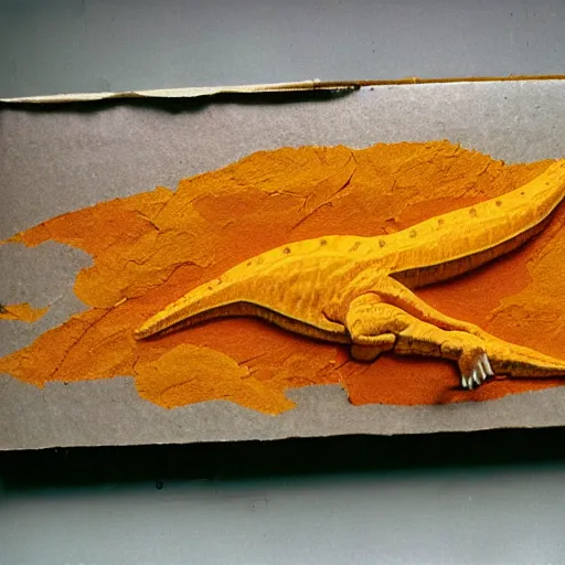 Image similar to dinosaur made of mango skin, 9 0 s kodak photo
