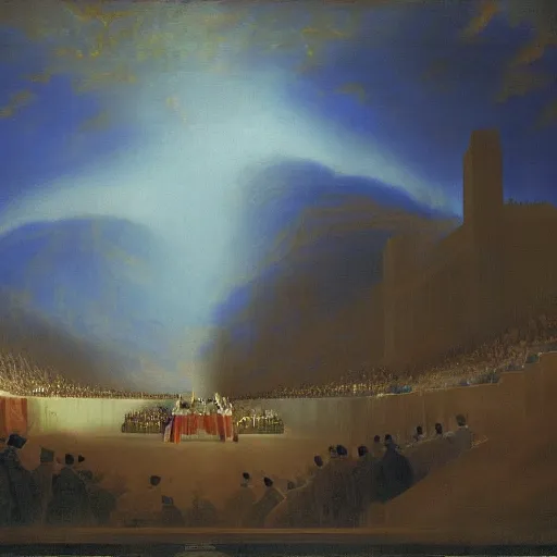 Image similar to congress in the style of john martin, epic, volumetric, painting