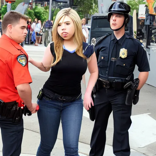 Prompt: Sam Puckett from iCarly being arrested