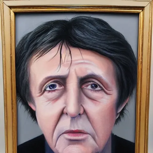 Image similar to a framed oil painting of an older paul mccartney with grey hair, 8 k, high definition, highly detailed, photo - realistic