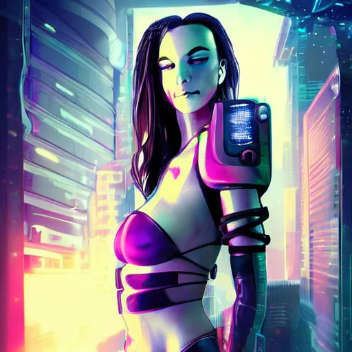 Image similar to cyberpunk girl