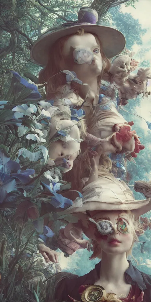 Image similar to Alice in wonderland, masterpiece by Edgar Maxence and Ross Tran and Michael Whelan, gustav dore, 8k, octane render