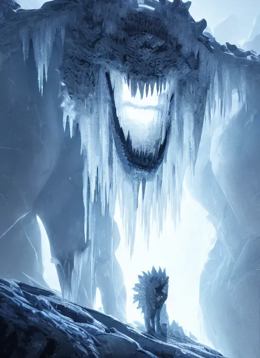 Image similar to portrait of a ice beast, dramatic lighting, cinematic, establishing shot, extremly high detail, photo realistic, cinematic lighting, post processed, concept art, artstation, matte painting, style by eddie mendoza, raphael lacoste, alex ross