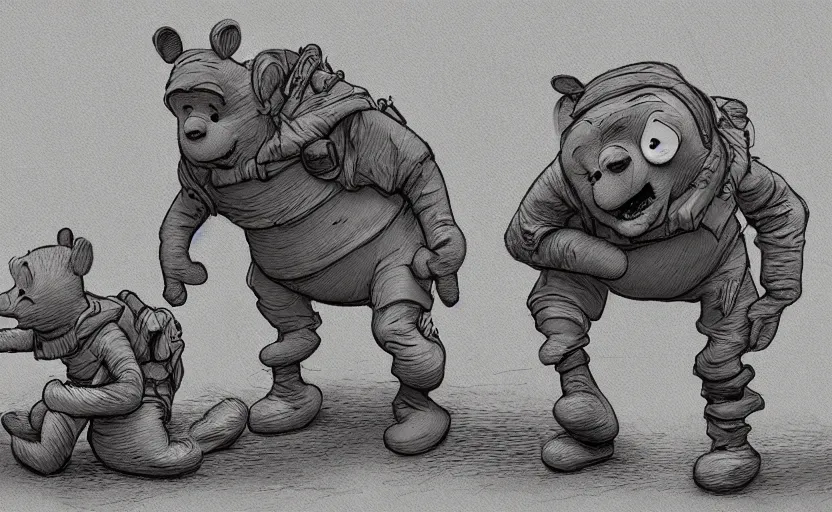 Image similar to winnie the pooh as zombie during d - day, hyperdetailed, artstation, cgsociety, 8 k