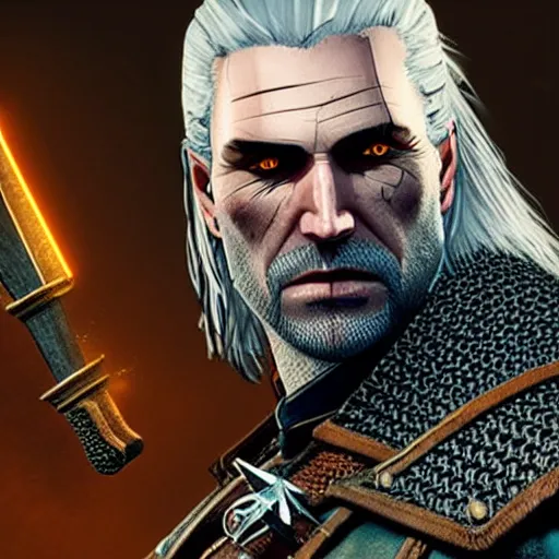 Prompt: Witcher 3 Geralt of Rivia plays Don Draper in biopic, virtual boy render