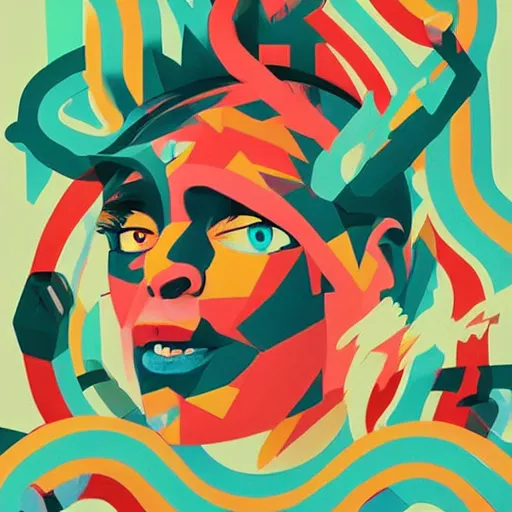 Image similar to Poster Art for Odd Future Wolf Gang, Graffiti, Geometric 3d shapes, Paper Marbling, Video Games, marijuana, smoke, by Sachin Teng, Trending on artstation