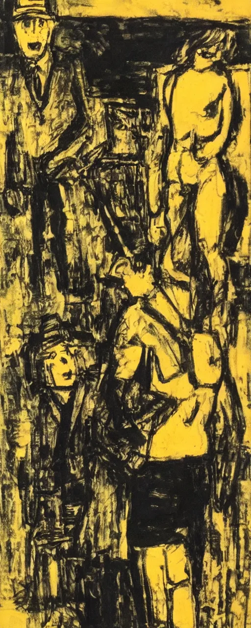 Image similar to pete asking chris out, by bernard buffet and emil nolde, 8 k, trending on artstation