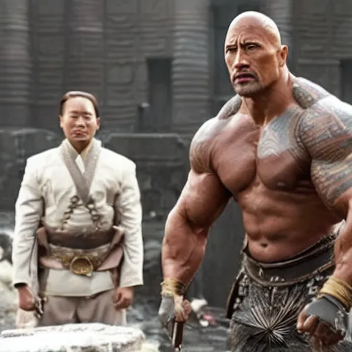 Image similar to still film of dwayne johnson as empire in korean drama movie