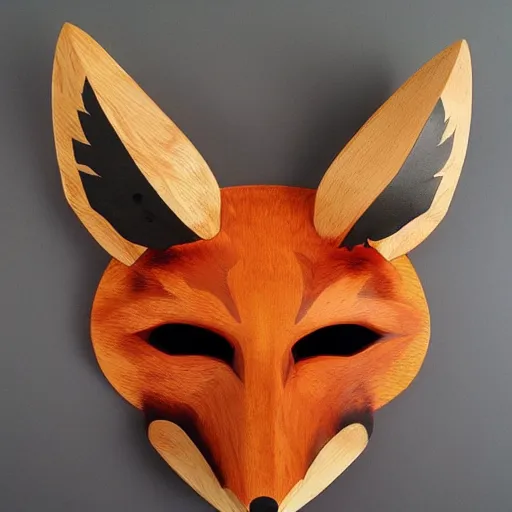 Image similar to symmetry!! demon angel fox wooden mask