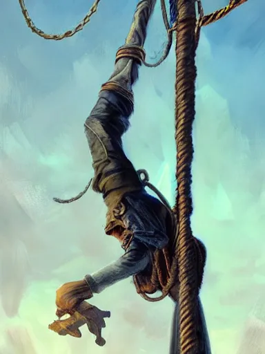 Prompt: a hanged man, tie down, hanging in a public squareintricate, elegant, highly detailed, digital painting, artstation, concept art, sharp focus, illustration, by justin gerard and artgerm, 8 k