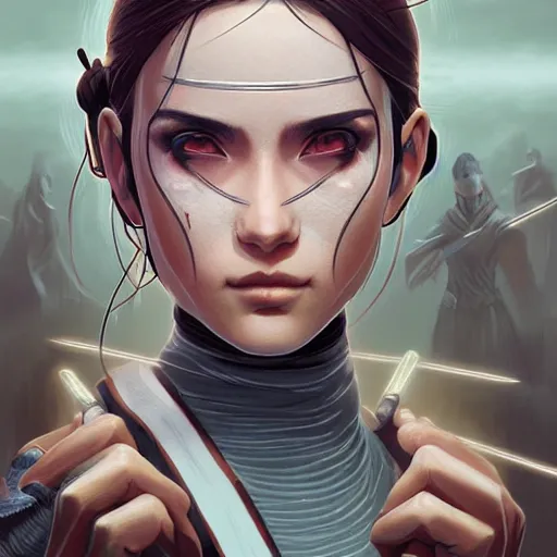 Image similar to female jedi, beautiful, detailed symmetrical close up portrait, intricate complexity, in the style of artgerm and ilya kuvshinov, magic the gathering, star wars art