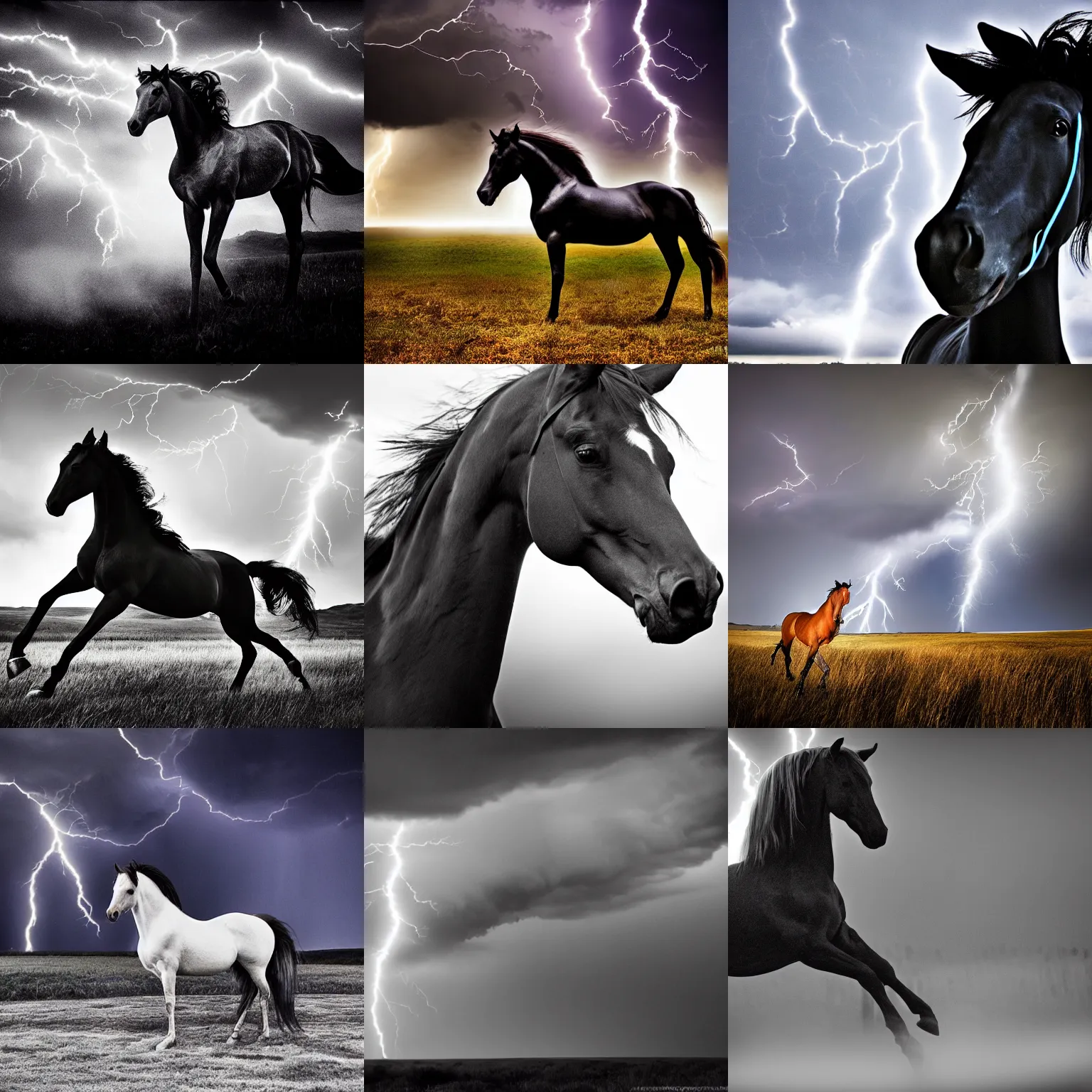 Prompt: the strangest horse of the world, profossional photograph, award wining phograph, dramatic lightning