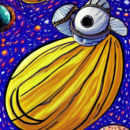 Image similar to painting of space ship in orbit around a planet, detailed, egg, colorful, shell, carapace, insect, bug, beatle, van gogh, hollow knight