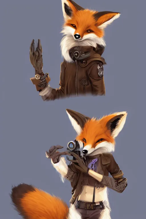 Prompt: a fox fursona, trending on artstation, by kawacy, furry art, digital art, steampunk, high quality, backlighting