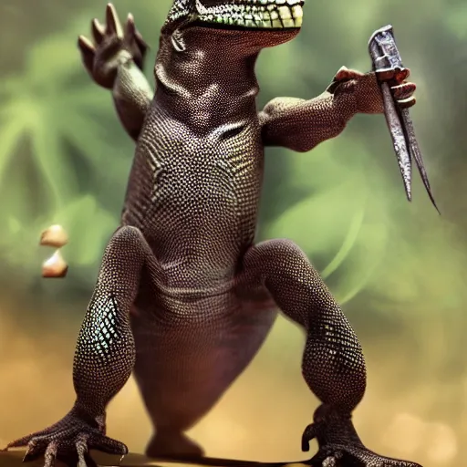 Image similar to A lizard humanoid fighter