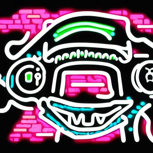 Image similar to in the style of max prentis and deathburger and laurie greasley a 2d graffiti logo of a cyberpunk helmet, highly detailed, neon, 8k wallpaper