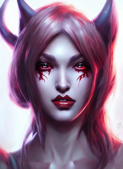 Prompt: very beautiful demon girl, artgerm, artstation, 4 k,