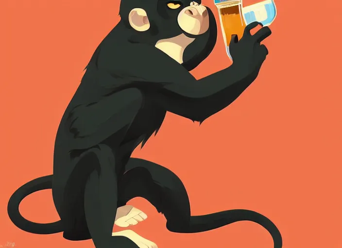 Prompt: cute monkey drinking beer. clean cel shaded vector art. behance hd by lois van baarle, artgerm, helen huang, by makoto shinkai and ilya kuvshinov, rossdraws, illustration, art by ilya kuvshinov