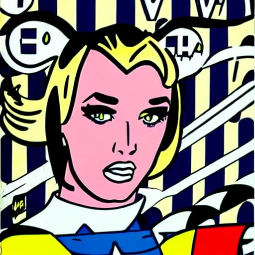 Image similar to roy lichtenstein,, pop art, comic book, architecture