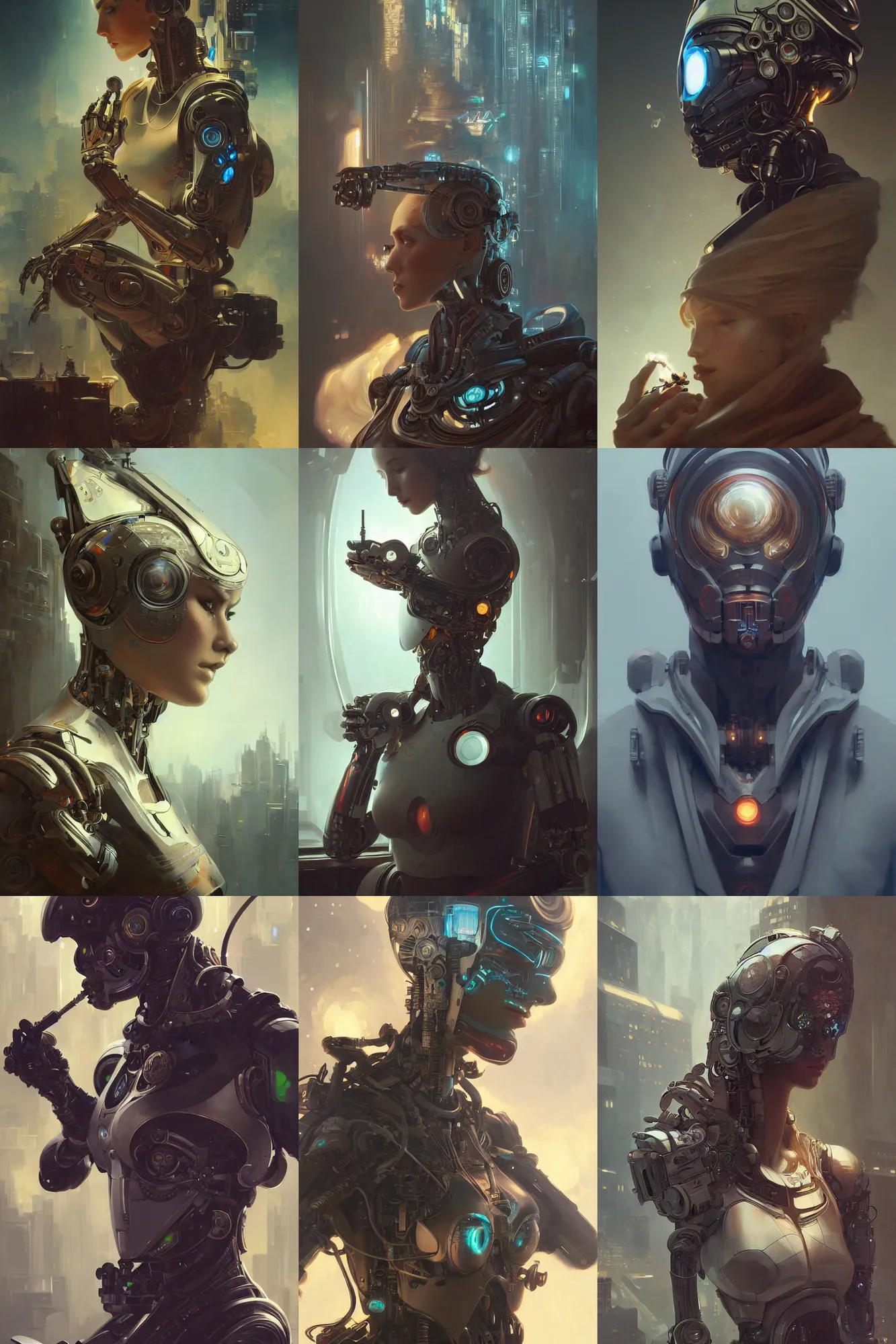 Prompt: Ultra realistic illustration, robot smoking, cyberpunk, sci-fi, fantasy, intricate, elegant, highly detailed, digital painting, artstation, concept art, smooth, sharp focus, illustration, art by artgerm and greg rutkowski and alphonse mucha