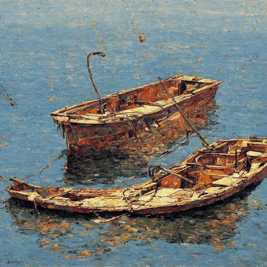 Image similar to boat, painting by denis sarazhin