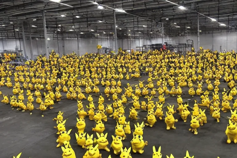 Image similar to a warehouse full of pikachu