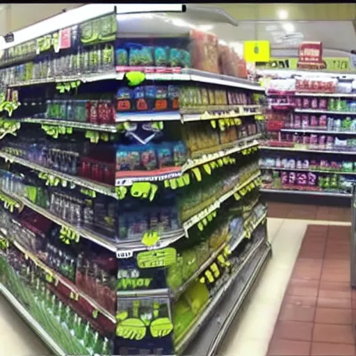 Prompt: cctv of koala in a supermarket, surveillance camera, unreal - engine, highly detailed