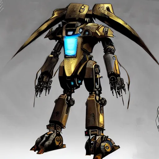 Prompt: Egyptian Culture-Inspired Jaeger Mech from Pacific Rim by Hugo Martin Concept Art