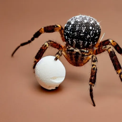 Prompt: detailed photograph of a levitating ice cream cone covered in hairy - legged brown recluse spiders