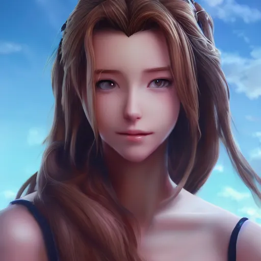 Prompt: face and body of aerith aeris by logan cure, BangkuART, sakimichan, yan gisuka, zeronis, dan eder, nick silva, Ja Mong, 4k, artstation