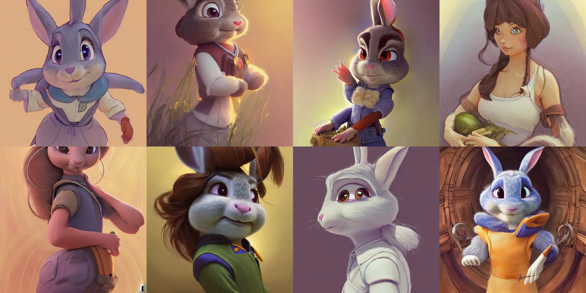 Prompt: beautiful natural coy cottagecore Judy Hopps, master life drawing, intricate, elegant, highly detailed, digital painting, artstation, concept art, smooth, sharp focus, illustration, art alphonse mucha and james gurney and marc simonetti and wlop, painting