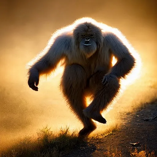 Image similar to wild running yeti, wildlife photography by Paul Nicklen, perfect lighting