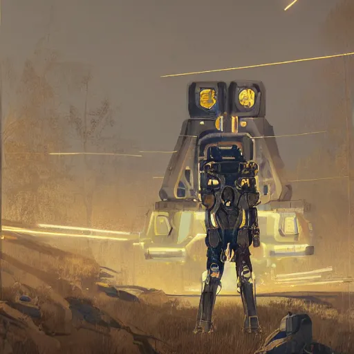 Prompt: centered portrait of white cybernetic panzerwolf made of steel and gold in light armor, by simon stalenhag, by ian pesty and alena aenami and makoto shinkai, concept art, matte painting, washed colors,